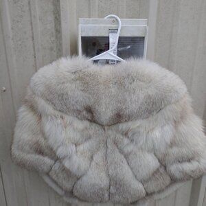 REAL FUR PLUSH VINTAGE WHITE FOX FUR CAPE SHAWL BOLERO FIT SIZE SMALL & MEDIUM